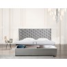 Casabianca PARKER Queen Size Bed In Gray Velvet Fabric Tufted Headboard With Storage - Liefstyle with Opened Storage