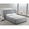 Casabianca PARKER Queen Size Bed In Gray Velvet Fabric Tufted Headboard With Storage - Angled Lifestyle