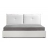 Casabianca Home ARIA King Size Bed In White Pu-leather With Taupe Pu Piping And Storage - Front