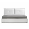 Casabianca Home ARIA King Size Bed In White Pu-leather With Taupe Pu Piping And Storage - Front - Casabianca Home ARIA King Size Bed In White Pu-leather With Taupe Pu Piping And Storage - Front