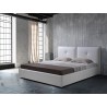 Casabianca Home ARIA King Size Bed In White Pu-leather With Taupe Pu Piping And Storage - Angled Lifestyle