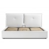 Casabianca Home ARIA King Size Bed In White Pu-leather With Taupe Pu Piping And Storage - Front Storage Opened