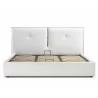 Casabianca Home ARIA King Size Bed In White Pu-leather With Taupe Pu Piping And Storage - Front Storage Opened - Casabianca Home ARIA King Size Bed In White Pu-leather With Taupe Pu Piping And Storage - Front Storage Opened