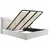 Casabianca Home ARIA King Size Bed In White Pu-leather With Taupe Pu Piping And Storage - Bed Frame Lifted - Casabianca Home ARIA King Size Bed In White Pu-leather With Taupe Pu Piping And Storage - Bed Frame Lifted