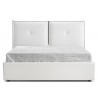 Casabianca ARIA Queen Size Bed In White Pu-leather With Taupe Pu Piping And Storage - Front