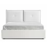 Casabianca ARIA Queen Size Bed In White Pu-leather With Taupe Pu Piping And Storage - Front - Casabianca ARIA Queen Size Bed In White Pu-leather With Taupe Pu Piping And Storage - Front