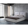 Casabianca ARIA Queen Size Bed In White Pu-leather With Taupe Pu Piping And Storage - Lifestyle