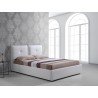 Casabianca ARIA Queen Size Bed In White Pu-leather With Taupe Pu Piping And Storage - Lifestyle