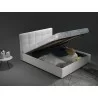 Casabianca MARIO Full Size Bed In White Pu-leather Tufted Headboard With Storage - Angled with Storage Opened - Casabianca MARIO Full Size Bed In White Pu-leather Tufted Headboard With Storage - Angled with Storage Opened