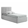 Casabianca MARIO XL Twin Size Bed In Light Gray Fabric Tufted Headboard With Storage - Angled - Casabianca MARIO XL Twin Size Bed In Light Gray Fabric Tufted Headboard With Storage - Angled