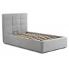 Casabianca MARIO XL Twin Size Bed In Light Gray Fabric Tufted Headboard With Storage - Angled