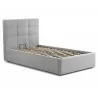 Casabianca MARIO XL Twin Size Bed In Light Gray Fabric Tufted Headboard With Storage - Angled - Casabianca MARIO XL Twin Size Bed In Light Gray Fabric Tufted Headboard With Storage - Angled