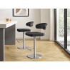 Casabianca FAIRMONT Bar Stool With Brushed Stainless Steel Base in Black - Lifestyle