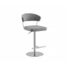 Casabianca FAIRMONT Bar Stool With Brushed Stainless Steel Base in Gray - Angled View - Casabianca FAIRMONT Bar Stool With Brushed Stainless Steel Base in Gray - Angled View