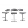 Casabianca FAIRMONT Bar Stool With Brushed Stainless Steel Base in Gray - 3 Sides