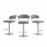 Casabianca FAIRMONT Bar Stool With Brushed Stainless Steel Base in Gray - 3 Sides - Casabianca FAIRMONT Bar Stool With Brushed Stainless Steel Base in Gray - 3 Sides