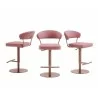 Casabianca FAIRMONT Bar Stool With Brushed Stainless Steel Base in Dusty Pink - 3 Sides - Casabianca FAIRMONT Bar Stool With Brushed Stainless Steel Base in Dusty Pink - 3 Sides