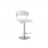 Casabianca FAIRMONT Bar Stool With Brushed Stainless Steel Base in White - Angled View - Casabianca FAIRMONT Bar Stool With Brushed Stainless Steel Base in White - Angled View