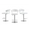 Casabianca FAIRMONT Bar Stool With Brushed Stainless Steel Base in White - 3 Sides