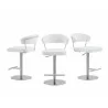 Casabianca FAIRMONT Bar Stool With Brushed Stainless Steel Base in White - 3 Sides - Casabianca FAIRMONT Bar Stool With Brushed Stainless Steel Base in White - 3 Sides
