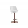 Casabianca ELEMENT Element Bar Stool In White and Rose Gold Stainless Steel Base - Angled - Casabianca ELEMENT Element Bar Stool In White and Rose Gold Stainless Steel Base - Angled