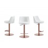 Casabianca ELEMENT Element Bar Stool In White and Rose Gold Stainless Steel Base - 3 Sides