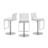 Casabianca VENETIAN Bar Stool In White With Brushed Stainless Steel Base - 3 Sides