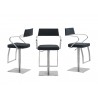 Casabianca HARBOR Bar Stool In Black With Brushed Stainless Steel Base - 3 Sides