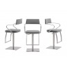 Casabianca HARBOR Bar Stool In Gray With Brushed Stainless Steel Base - 3 Sides