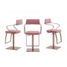 Casabianca HARBOR Bar Stool In Dusty Pink With Brushed Stainless Steel Base - 3 Sides