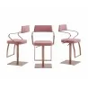 Casabianca HARBOR Bar Stool In Dusty Pink With Brushed Stainless Steel Base - 3 Sides - Casabianca HARBOR Bar Stool In Dusty Pink With Brushed Stainless Steel Base - 3 Sides