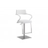 Casabianca HARBOR Bar Stool In White With Brushed Stainless Steel Base - Angled