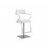 Casabianca HARBOR Bar Stool In White With Brushed Stainless Steel Base - Angled - Casabianca HARBOR Bar Stool In White With Brushed Stainless Steel Base - Angled