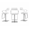 Casabianca HARBOR Bar Stool In White With Brushed Stainless Steel Base - 3 Sides - Casabianca HARBOR Bar Stool In White With Brushed Stainless Steel Base - 3 Sides