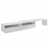 Casabianca CELINE Entertainment Center In White Matte Painted Top And Walnut Veneer Bottom Unit - Angled Drawers Opened - Casabianca CELINE Entertainment Center In White Matte Painted Top And Walnut Veneer Bottom Unit - Angled Drawers Opened