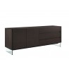 Casabianca Il Vetro Buffet-server In Dark Gray Oak Veneer With Clear Glass - Angled