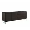 Casabianca Il Vetro Buffet-server In Dark Gray Oak Veneer With Clear Glass - Angled - Casabianca Il Vetro Buffet-server In Dark Gray Oak Veneer With Clear Glass - Angled