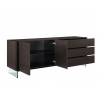 Casabianca Il Vetro Buffet-server In Dark Gray Oak Veneer With Clear Glass - Angled with Shelves Opened