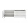 Casabianca Il Vetro Buffet-server In High Gloss White Lacquer With Clear Glass - Front with Opened Shelf