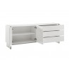 Casabianca Il Vetro Buffet-server In High Gloss White Lacquer With Clear Glass - Angled wit hOpened Shelf