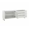 Casabianca Il Vetro Buffet-server In High Gloss White Lacquer With Clear Glass - Angled wit hOpened Shelf - Casabianca Il Vetro Buffet-server In High Gloss White Lacquer With Clear Glass - Angled wit hOpened Shelf