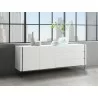Casabianca Il Vetro Buffet-server In High Gloss White Lacquer With Clear Glass - Lifestyle Angled View - Casabianca Il Vetro Buffet-server In High Gloss White Lacquer With Clear Glass - Lifestyle Angled View