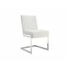 Casabianca FONTANA Dining Chair In White Pu-leather With Stainless Steel Base - Angled View - Casabianca FONTANA Dining Chair In White Pu-leather With Stainless Steel Base - Angled View