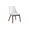 Casabianca CREEK Dining Chair In White Pu-leather With Walnut Veneer Base - Angled