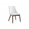 Casabianca CREEK Dining Chair In White Pu-leather With Walnut Veneer Base - Angled - Casabianca CREEK Dining Chair In White Pu-leather With Walnut Veneer Base - Angled