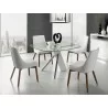 Casabianca CREEK Dining Chair In White Pu-leather With Walnut Veneer Base - Lifestyle - Casabianca CREEK Dining Chair In White Pu-leather With Walnut Veneer Base - Lifestyle