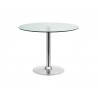 Casabianca FORTE Dining Table In Clear Glass With Polished Stainless Steel Base - Front