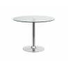 Casabianca FORTE Dining Table In Clear Glass With Polished Stainless Steel Base - Front - Casabianca FORTE Dining Table In Clear Glass With Polished Stainless Steel Base - Front