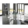 Casabianca FORTE Dining Table In Clear Glass With Polished Stainless Steel Base - Lifestyle 2