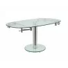 THAO Dining Table In Clear Glass With Polished Stainless Steel Base - Angled Extended - THAO Dining Table In Clear Glass With Polished Stainless Steel Base - Angled Extended